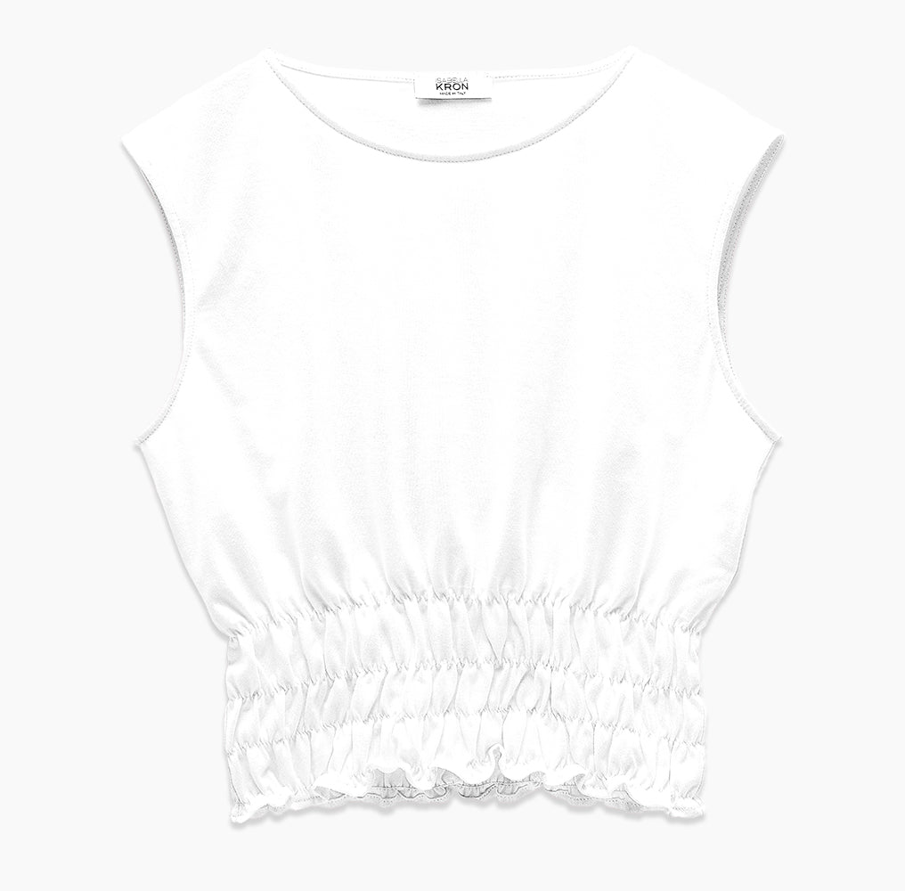 HOLBORN RUCHED CROPPED TOP | WHITE