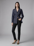Isabella Kron Carnaby tailored denim jacket with contrast stitching and brass-tone buttons