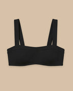 Isabella Kron black bandeau bikini top lay flat Italian luxury swimwear minimal silhouette