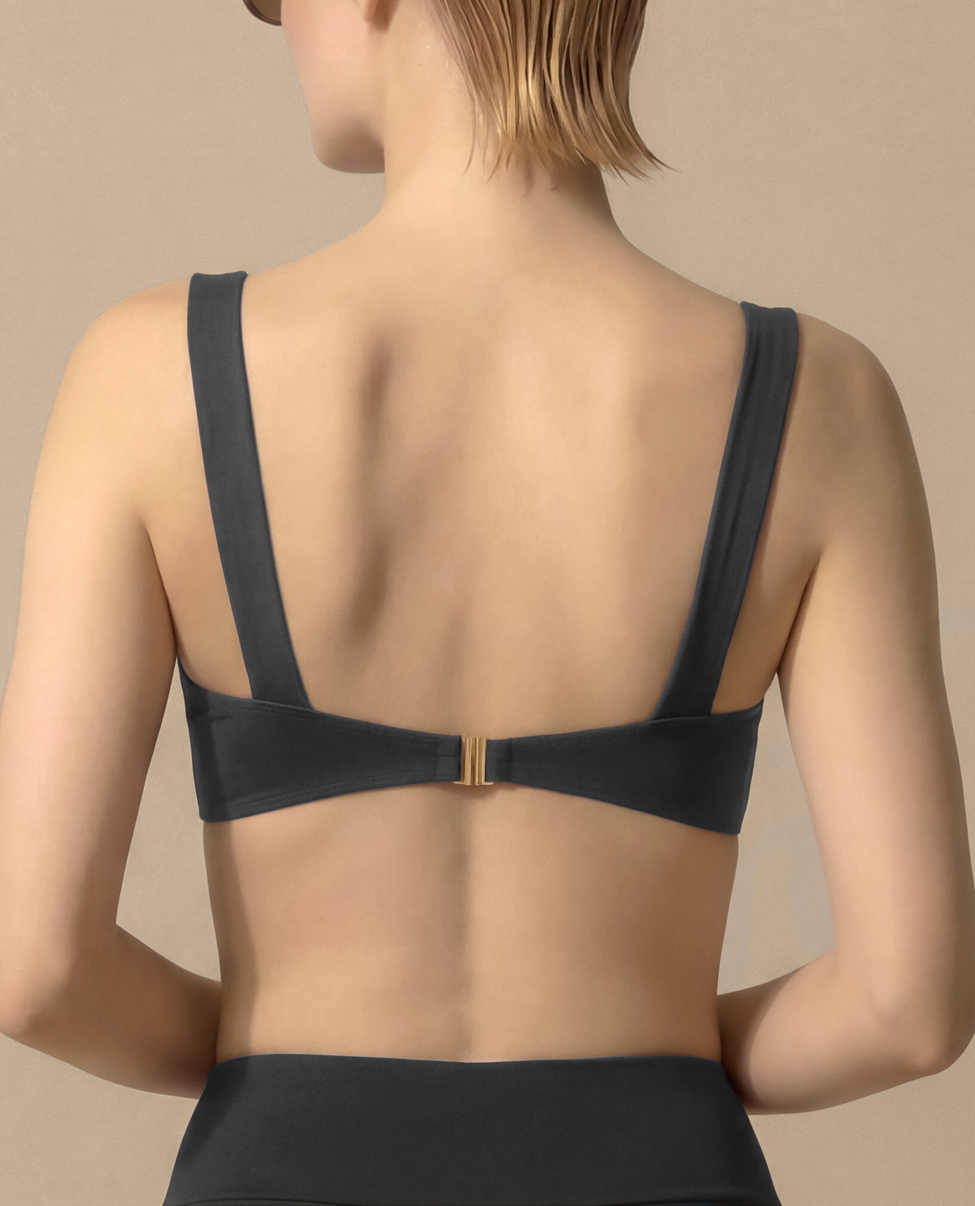 Graphite bandeau bikini top Isabella Kron minimal sculpted fit modern swimwear