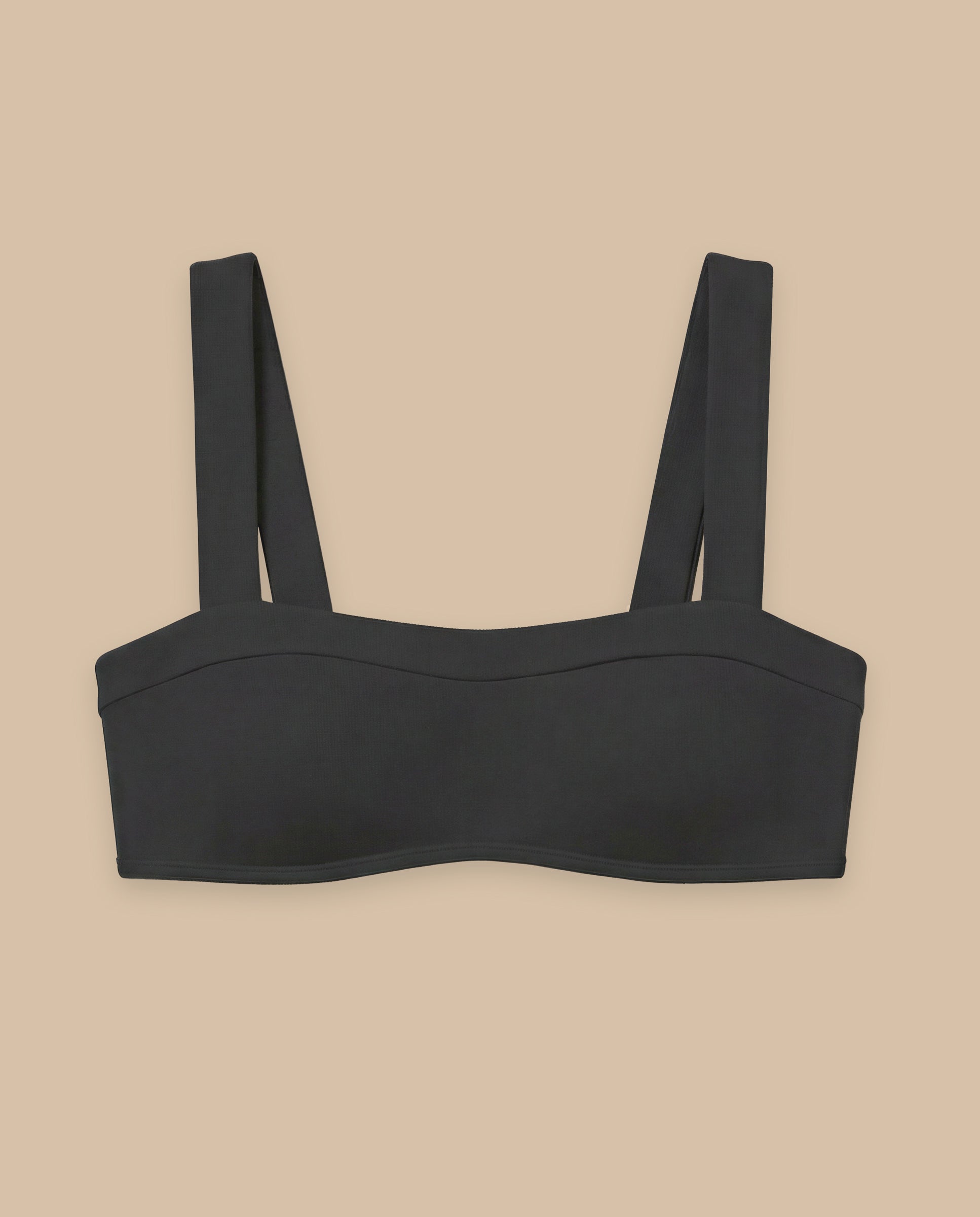 Isabella Kron graphite bandeau bikini minimalist swim top premium Italian fabric lay flat