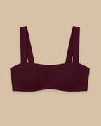 Isabella Kron plum bandeau bikini top lay flat Italian luxury swimwear minimal silhouette