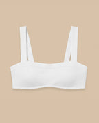 Isabella Kron Dori Bikini Bandeau White Italian luxury swimwear lay flat minimalist design