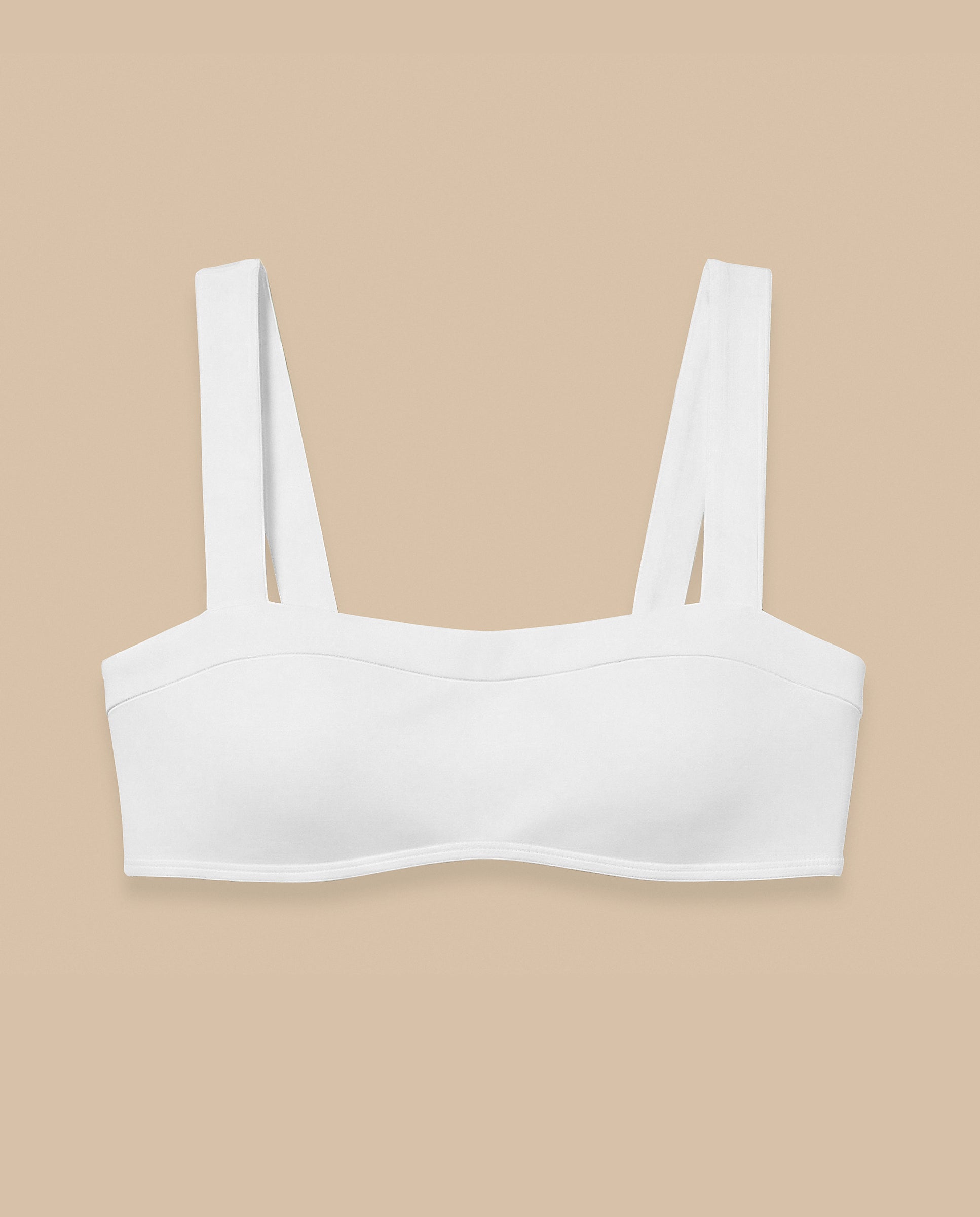 Isabella Kron Dori Bikini Bandeau White Italian luxury swimwear lay flat minimalist design