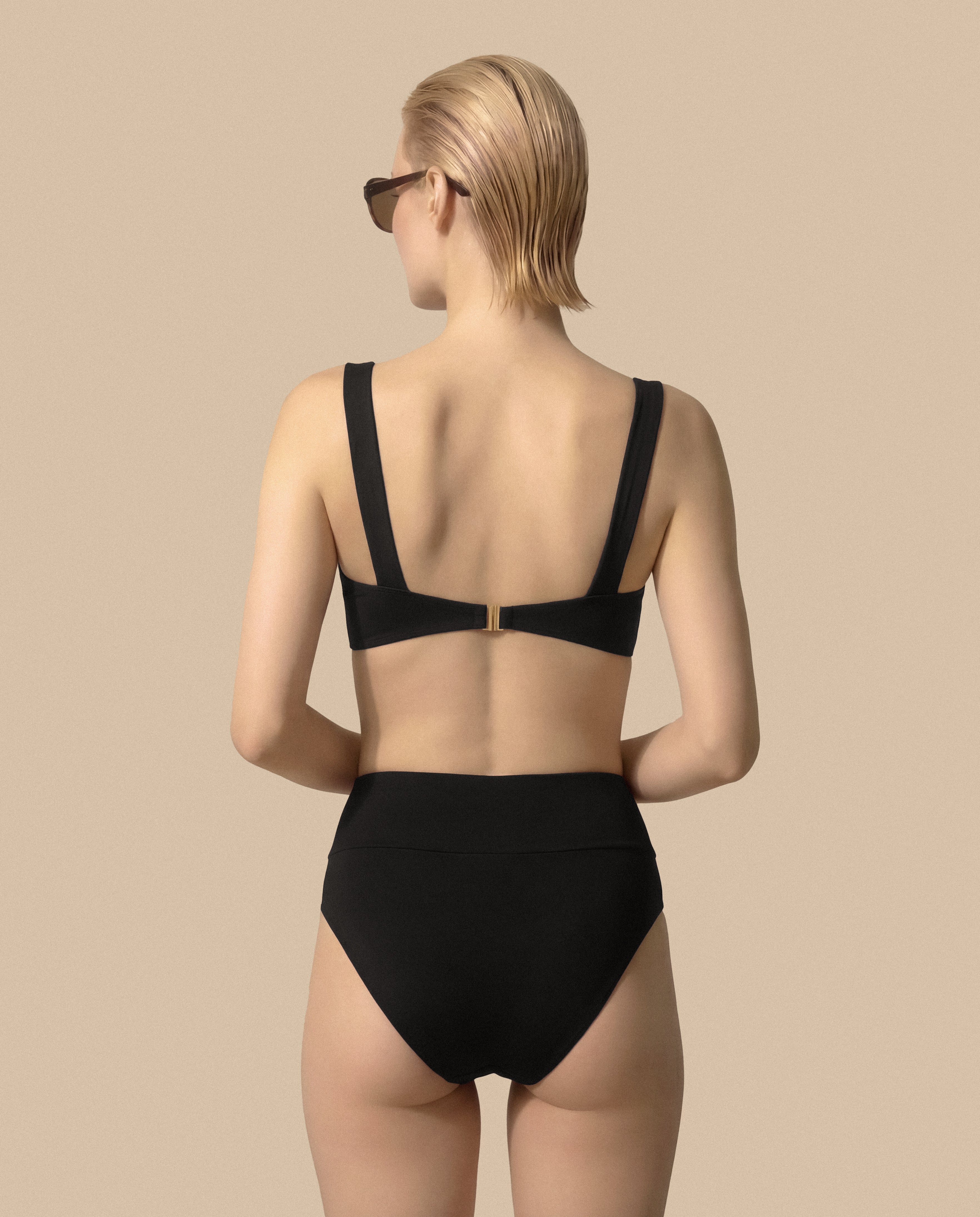 Isabella Kron Dori Bikini Brief Black back view flattering fit Italian bikini bottom