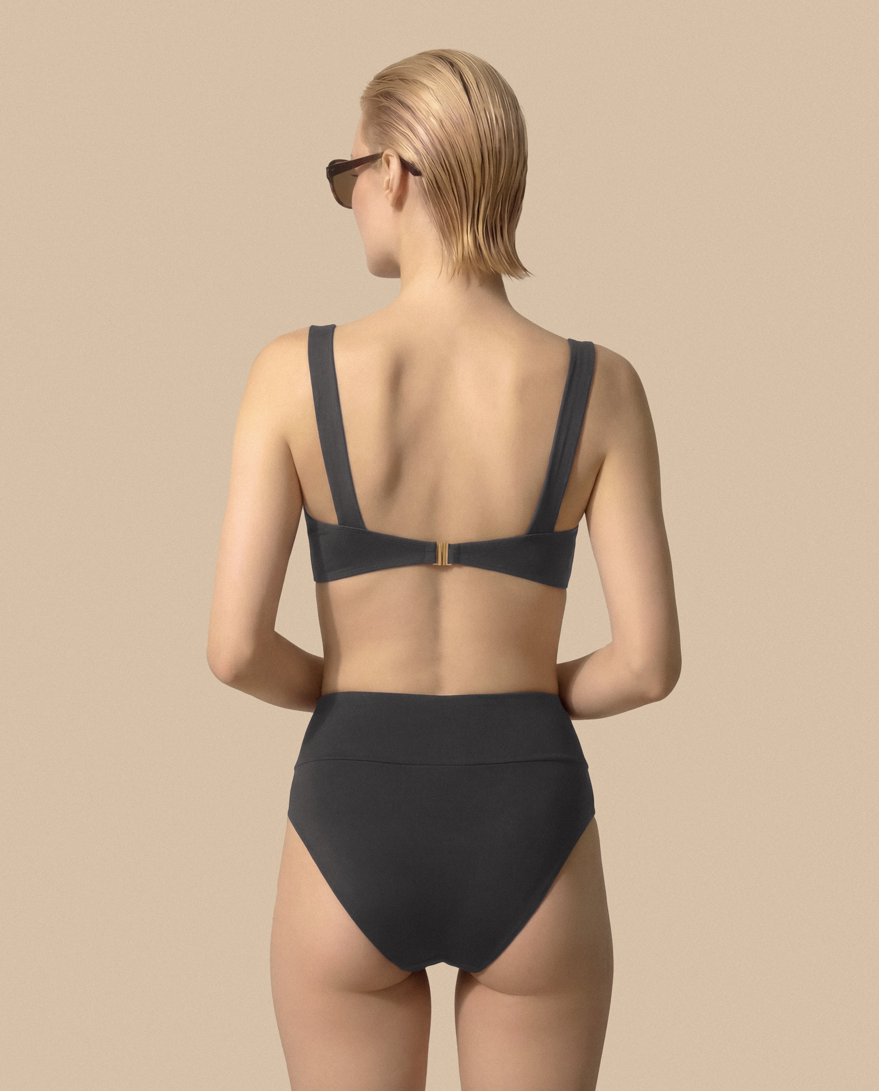 Isabella Kron Dori Bikini Brief Graphite back view minimalist luxury swimwear