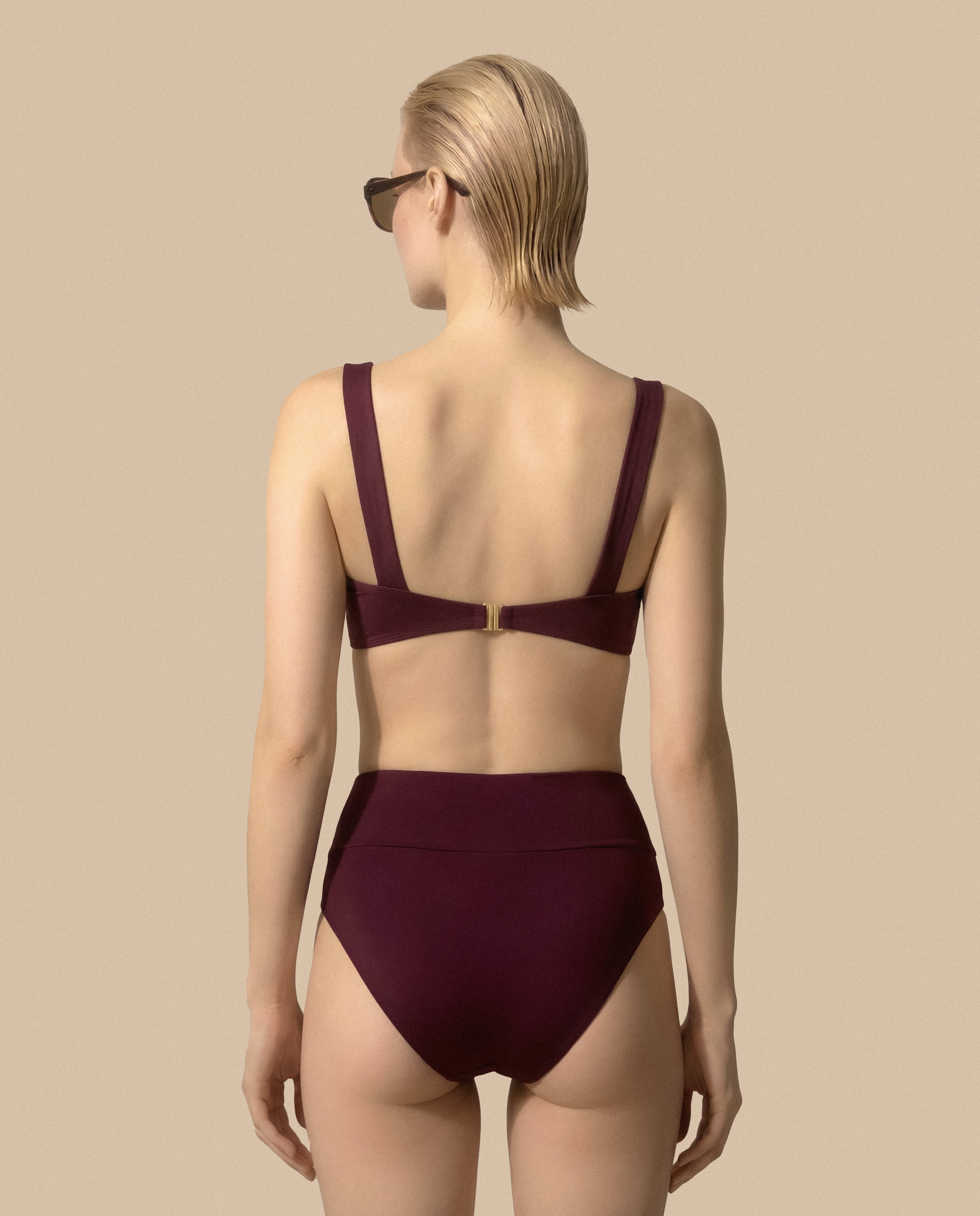 Isabella Kron Dori Bikini Brief Plum back view minimalist luxury swimwear