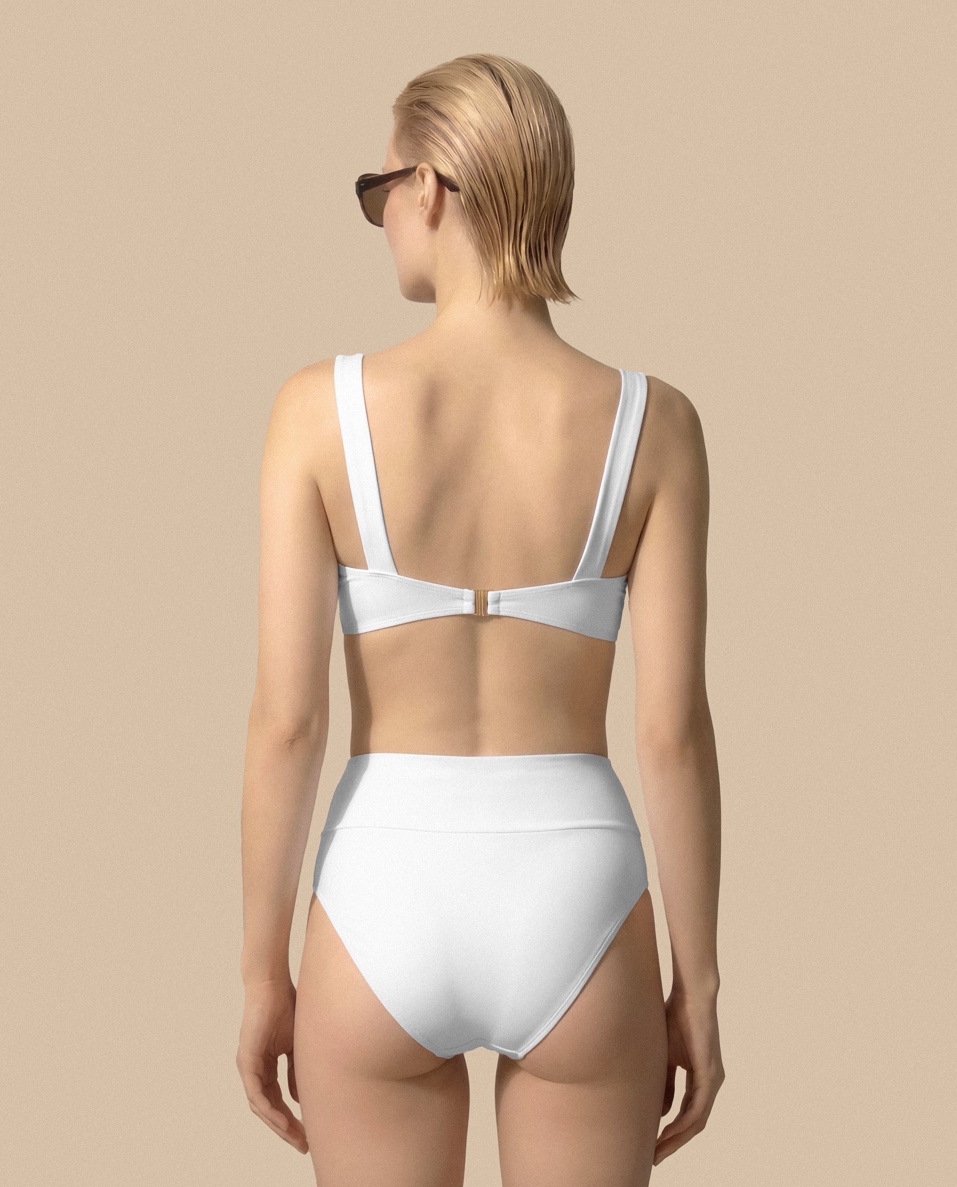 Isabella Kron Dori Bikini Brief White back view flattering fit Italian bikini bottom