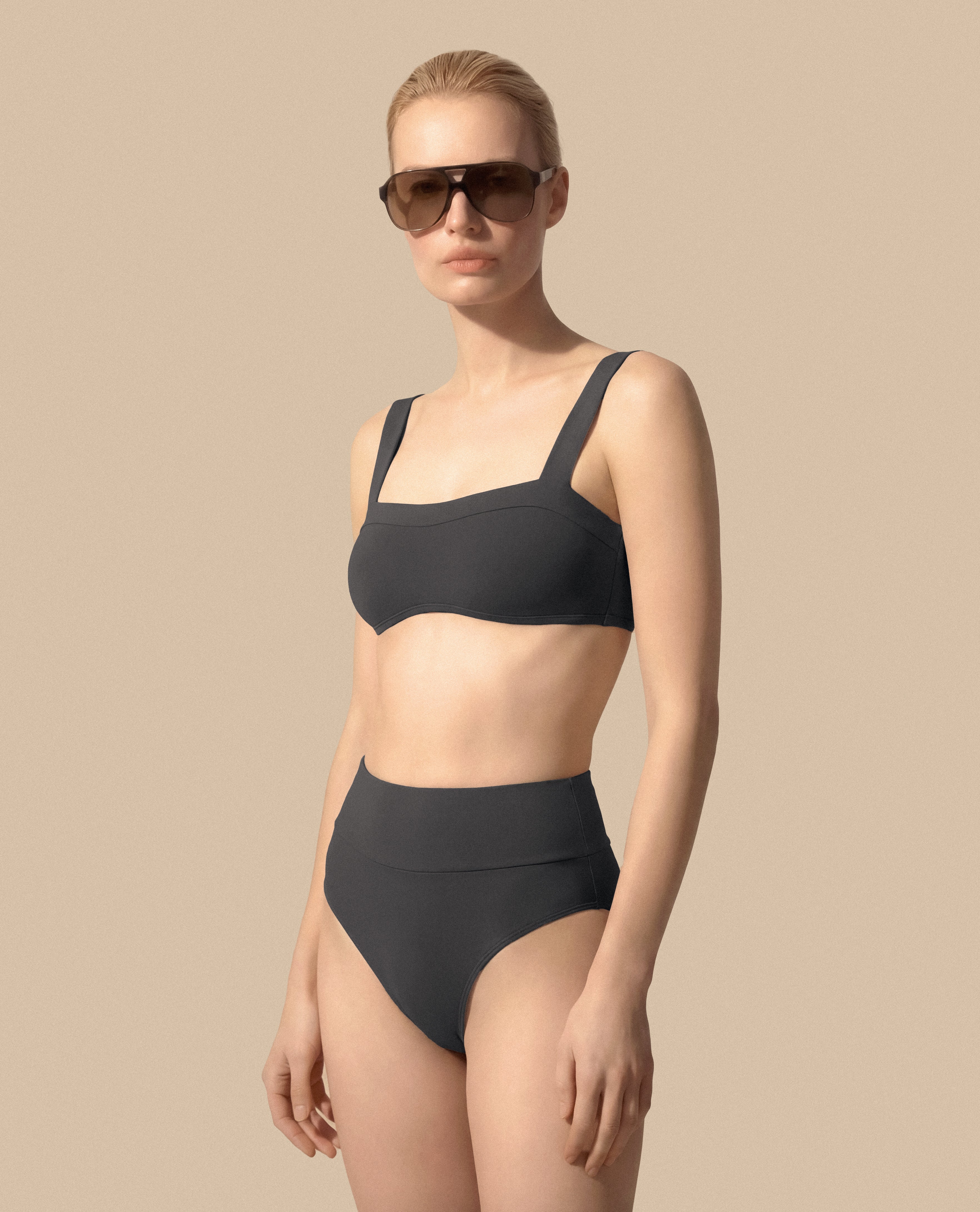 Isabella Kron Dori bikini graphite sleek minimal Italian swimwear