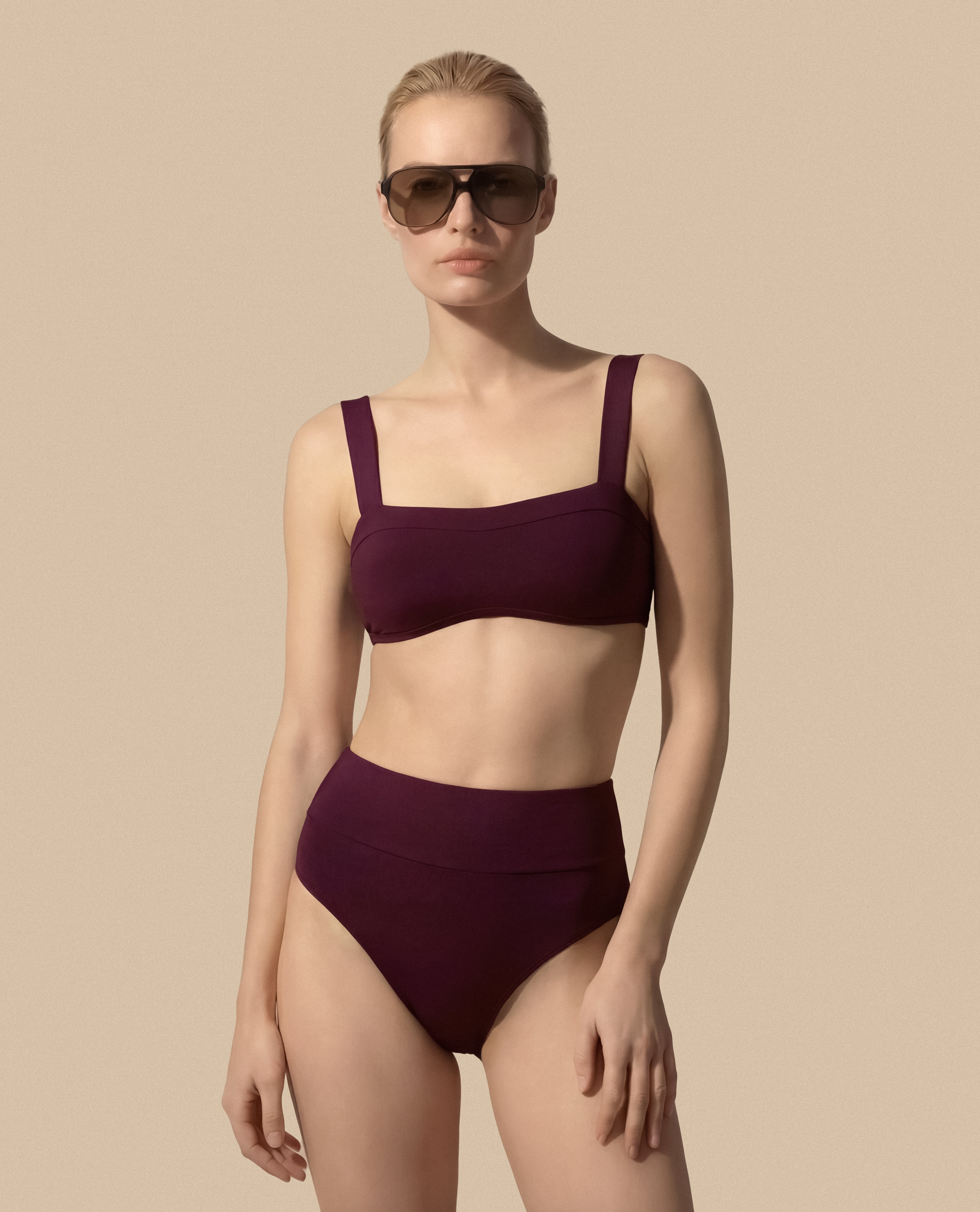 Isabella Kron Dori bikini plum Italian luxury swimwear minimalist silhouette