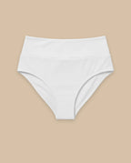 Isabella Kron white swimwear bikini brief premium fabric detail lay flat view