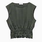 Close-up of green fabric detail on Holborn Top