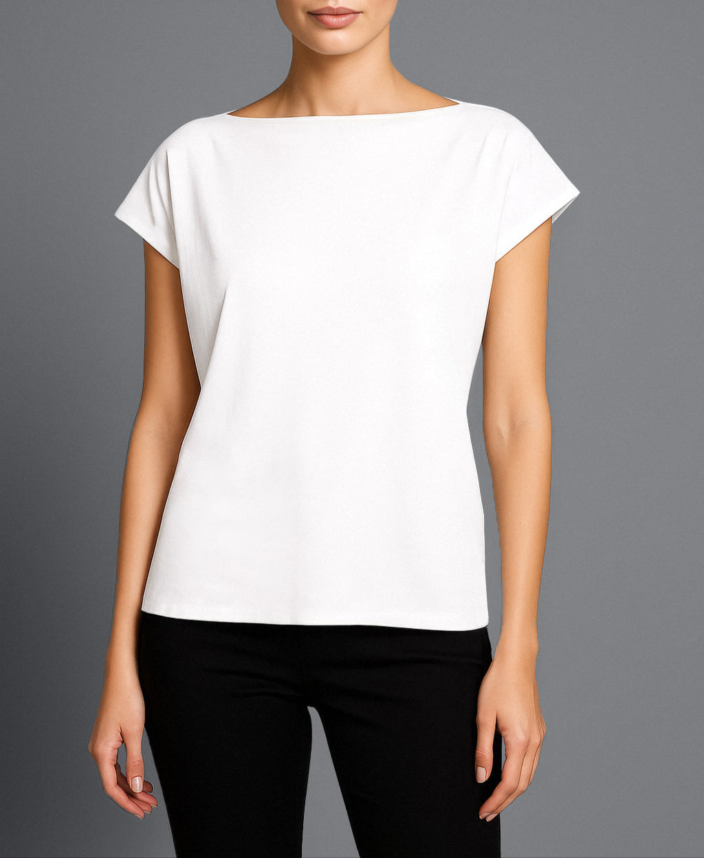 Detail of Roxanne T-Shirt – soft cotton with white and black colors by isabella kron