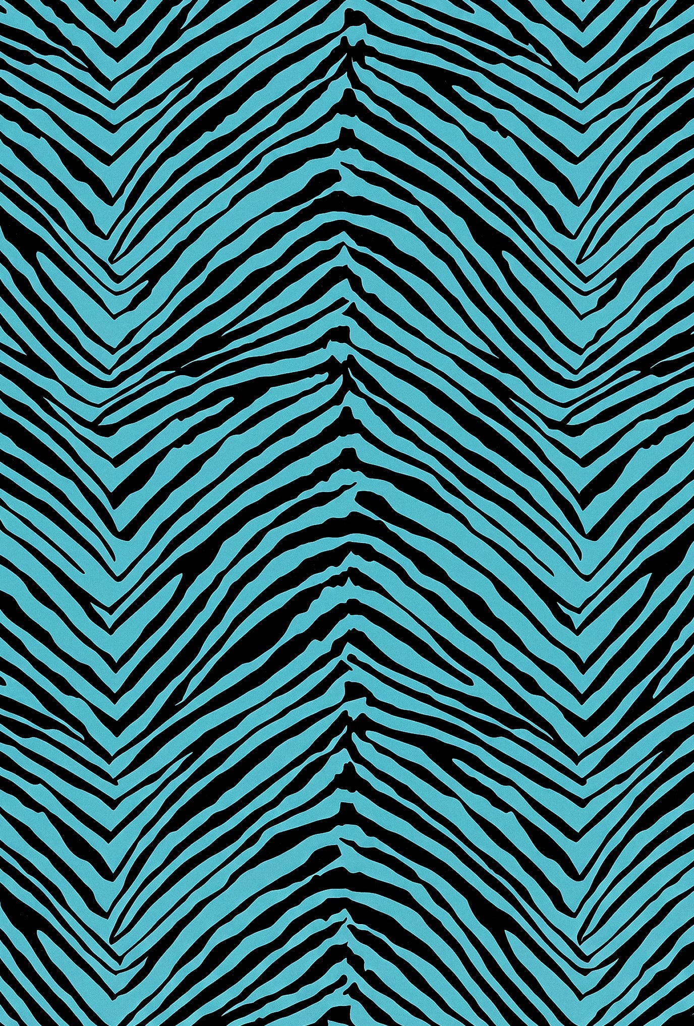Close-up detail of Isabella Kron Savana zebra print pareo in turquoise blue and black luxury beach cover-up fabric.