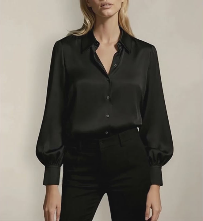 Linda Silk Shirt – Black | Italian Silk – ISABELLA KRON
