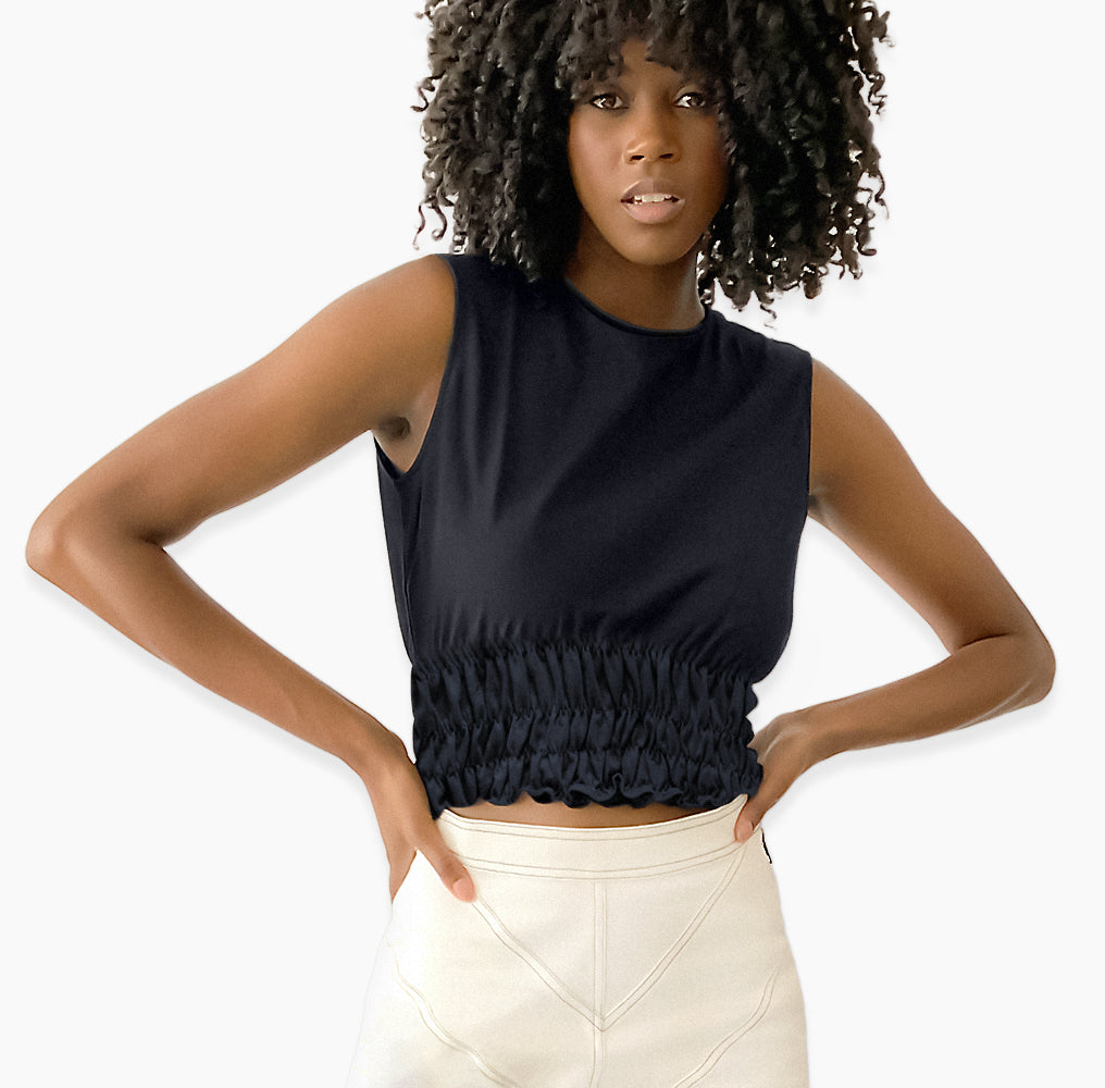 HOLBORN RUCHED CROPPED TOP | BLUE