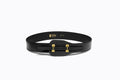 Bonnie Belt in black – front view of sleek black leather belt with gold buckle by Isabella Kron