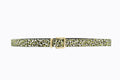 Front flat-lay view of Isabella Kron Brylee Belt in green leopard haircalf, showcasing sculptural gold buckle and vibrant pattern