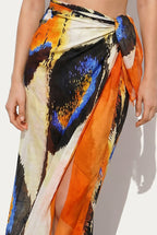 Close-up of silk texture and butterfly wing design – Isabella Kron pareo