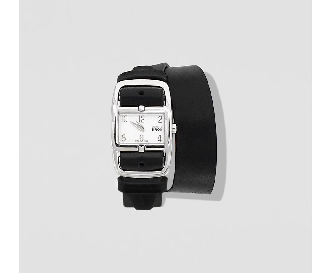 Divaugusta Watch in silver with double strap – sleek front view of polished dual-band design