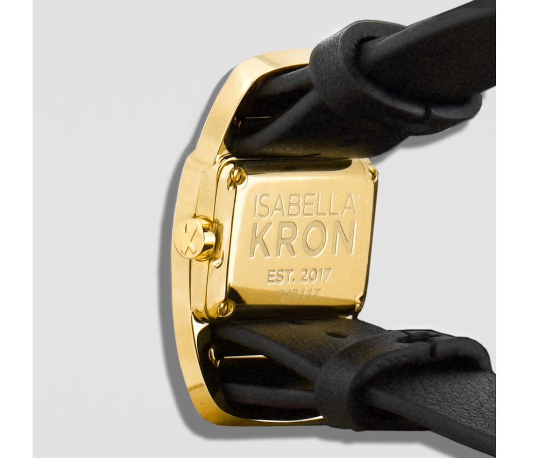 Detail of gold Divaugusta Watch dial and link bracelet – Isabella Kron design