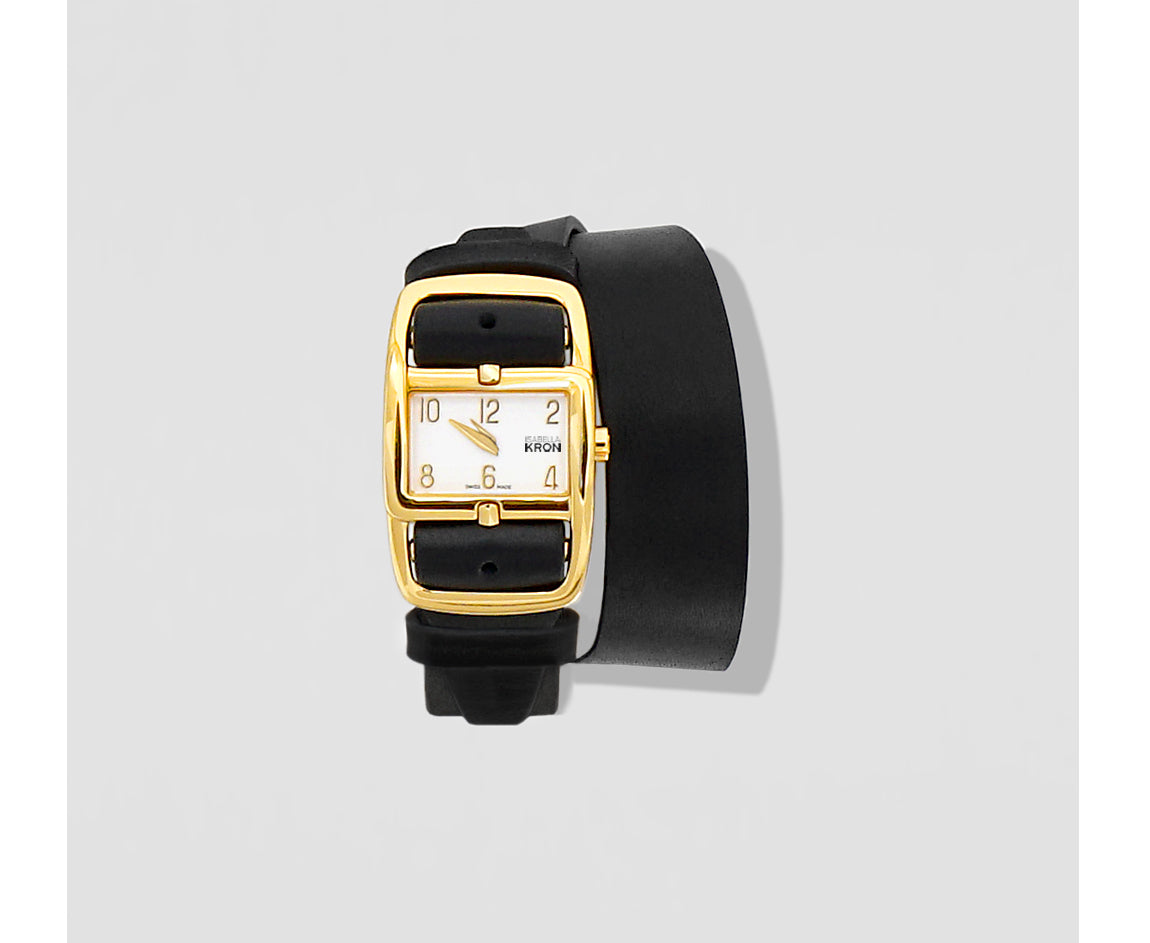 Divaugusta Watch in gold with double strap – elegant front view of dual-band design