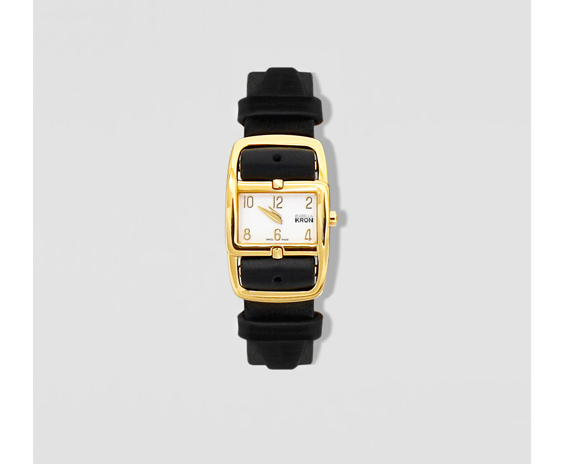 Divaugusta Watch in gold – classic front view with radiant metallic finish