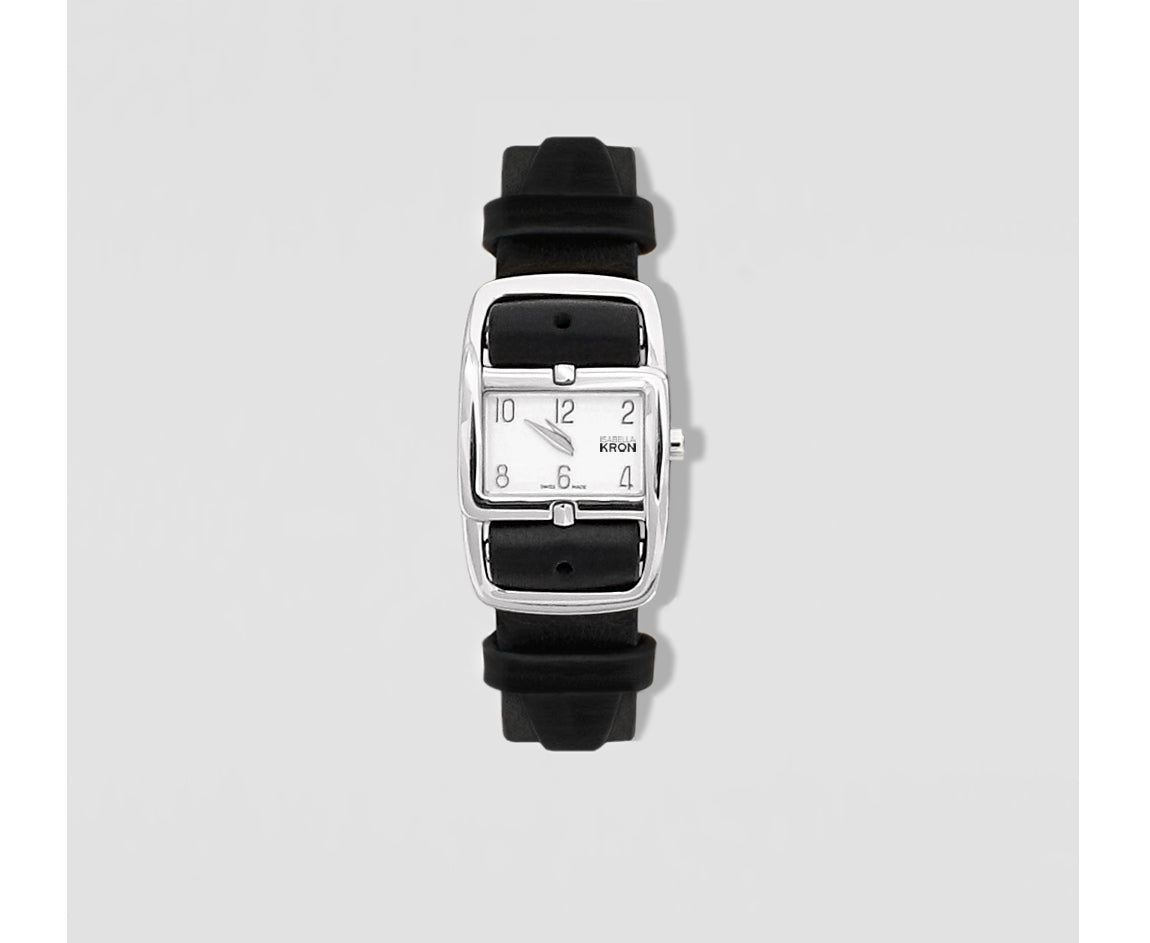 Divaugusta Watch in silver with double strap – sleek front view of polished single-band design