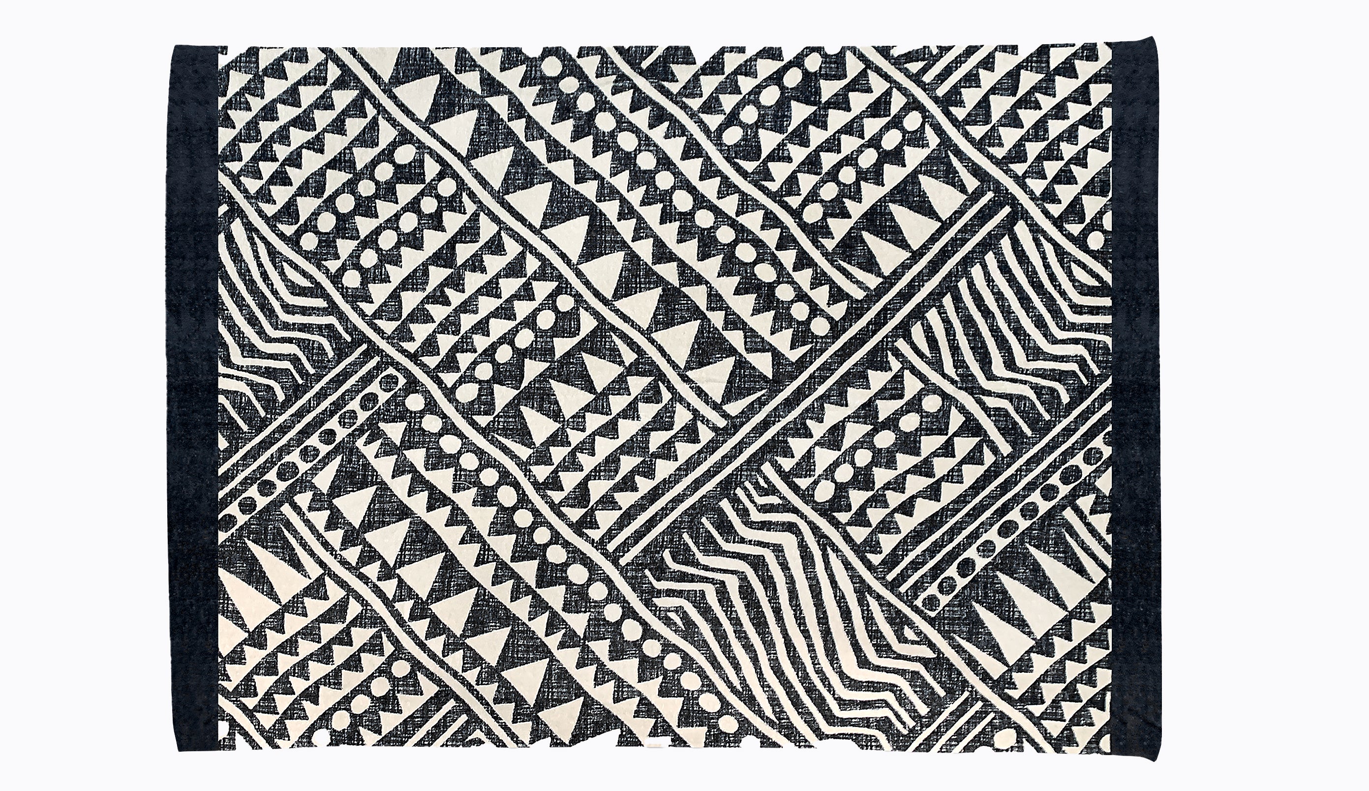 lay-flat of woven cotton and graphic detail – Graffito Beach Towel by Isabella Kron