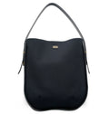Ibbie Bag in black canvas – front view of versatile Italian-made handbag with a refined minimalist look
