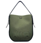 Ibbie Bag in military green canvas – front view of durable and stylish Italian-made handbag by Isabella Kron