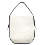 Ibbie Bag in white canvas – structured silhouette with premium leather trim and gold accents