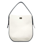 Ibbie Bag in white canvas – front view of versatile Italian-made handbag with a refined minimalist look