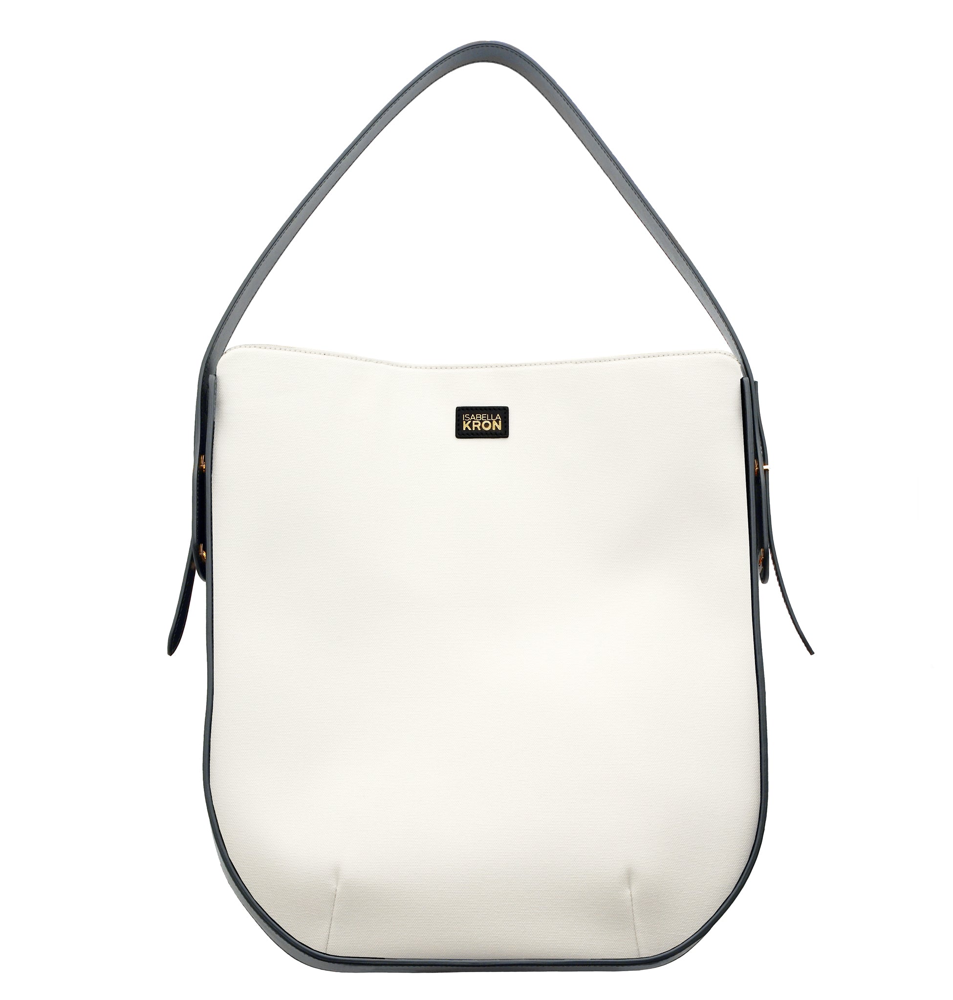Ibbie Bag in white canvas – front view of versatile Italian-made handbag with a refined minimalist look