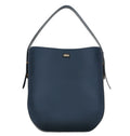 Ibbie Bag in blue leather – front view of modern Italian handbag in deep ocean tone by Isabella Kron