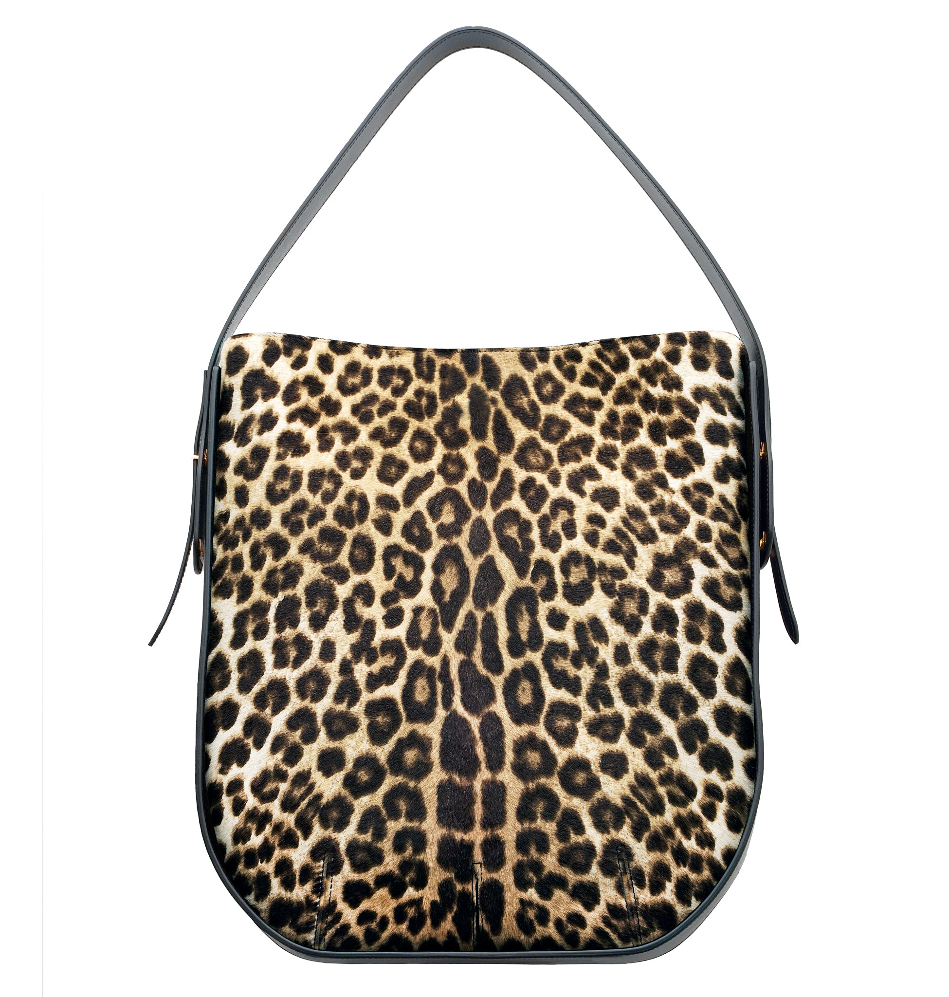 Back view of Ibbie Bag in leopard print – luxurious statement handbag with Italian craftsmanship