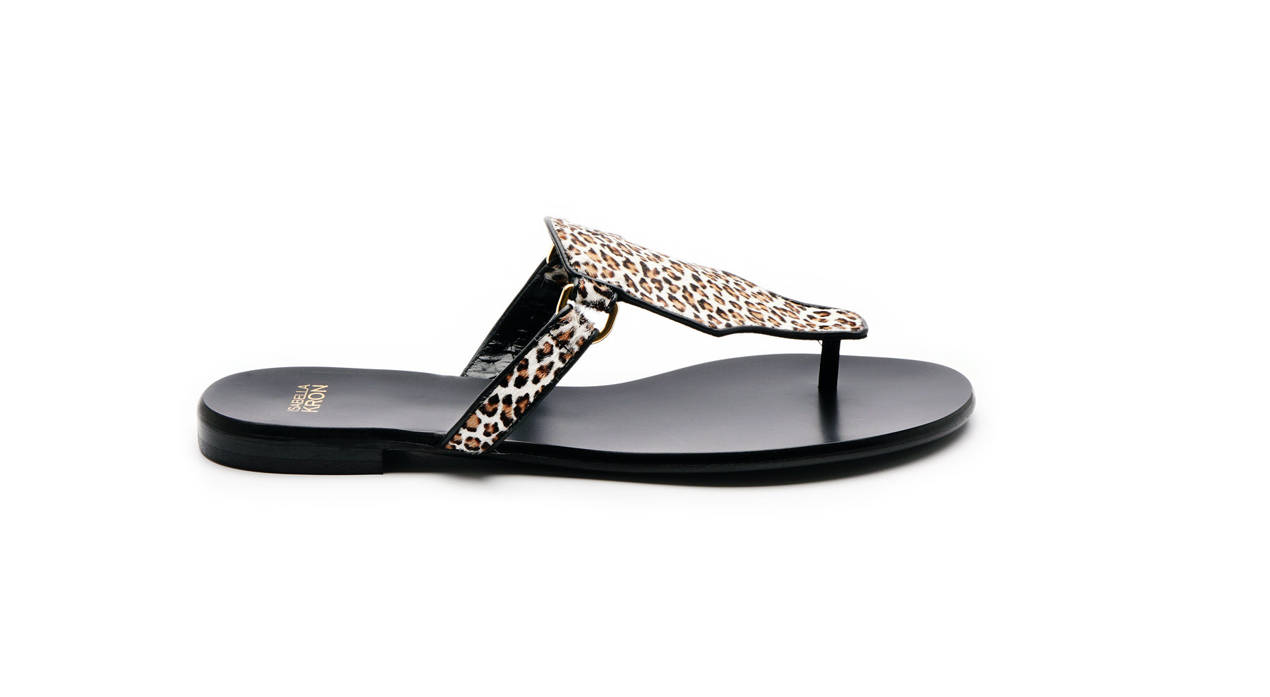 Ilka Mini Sandal in brown leopard haircalf – elevated flat sandal with effortless style