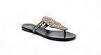 Ilka Mini Sandal in brown leopard-print haircalf – side view of designer flat sandal by Isabella Kron