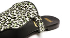 Close-up of Ilka Mini Sandal – luxurious haircalf texture and hardware details in military tones