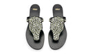 Ilka Mini Sandal – leopard haircalf strap on a military green flat sole