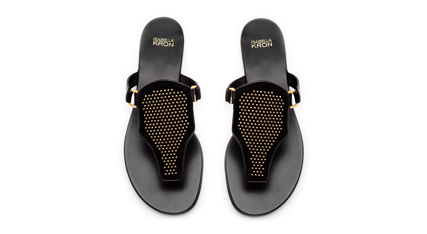Ivy Sandal with gold studs – designer flat sandal styled for modern elegance