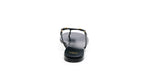 Back view of Izzy Sandal in black suede – elegant silhouette with refined craftsmanship