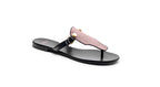 View of Izzy Sandal in blush suede and leather
