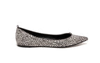 Side view of Isabella Kron Julie Flat in Kasba raffia, highlighting flat sole, soft profile, and artisanal woven detail