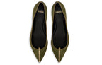 Close-up of palude suede texture, stitched trim, and branded cushioned insole on Isabella Kron Julie Flat