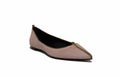 Front view of Isabella Kron Julie Flat in dusty rose suede, classic ballet silhouette with rounded toe and smooth vamp