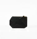 K Clutch in Black Canvas – front view of structured minimalist clutch in deep black canvas