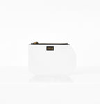 Back profile of K Clutch in Canvas Ivory – refined neutral canvas clutch with clean lines