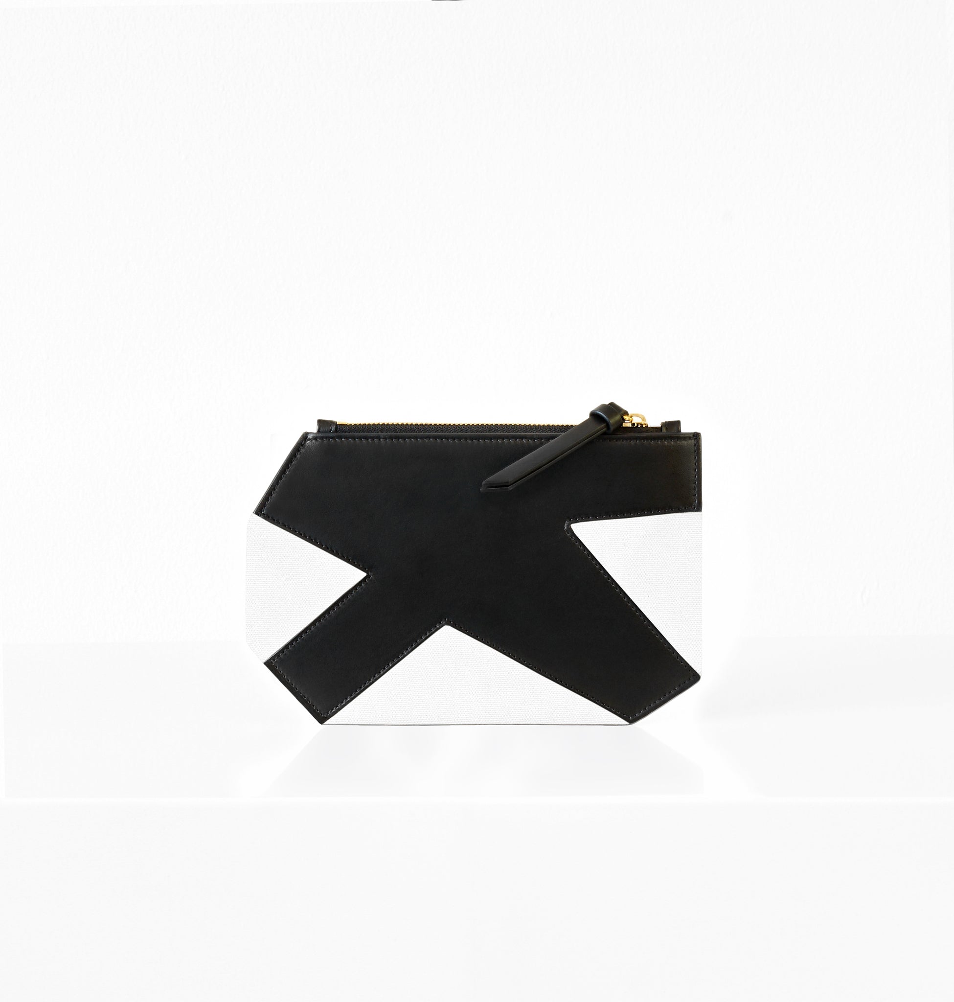 K Clutch in Canvas Ivory – front view of structured ivory clutch with minimalist silhouette