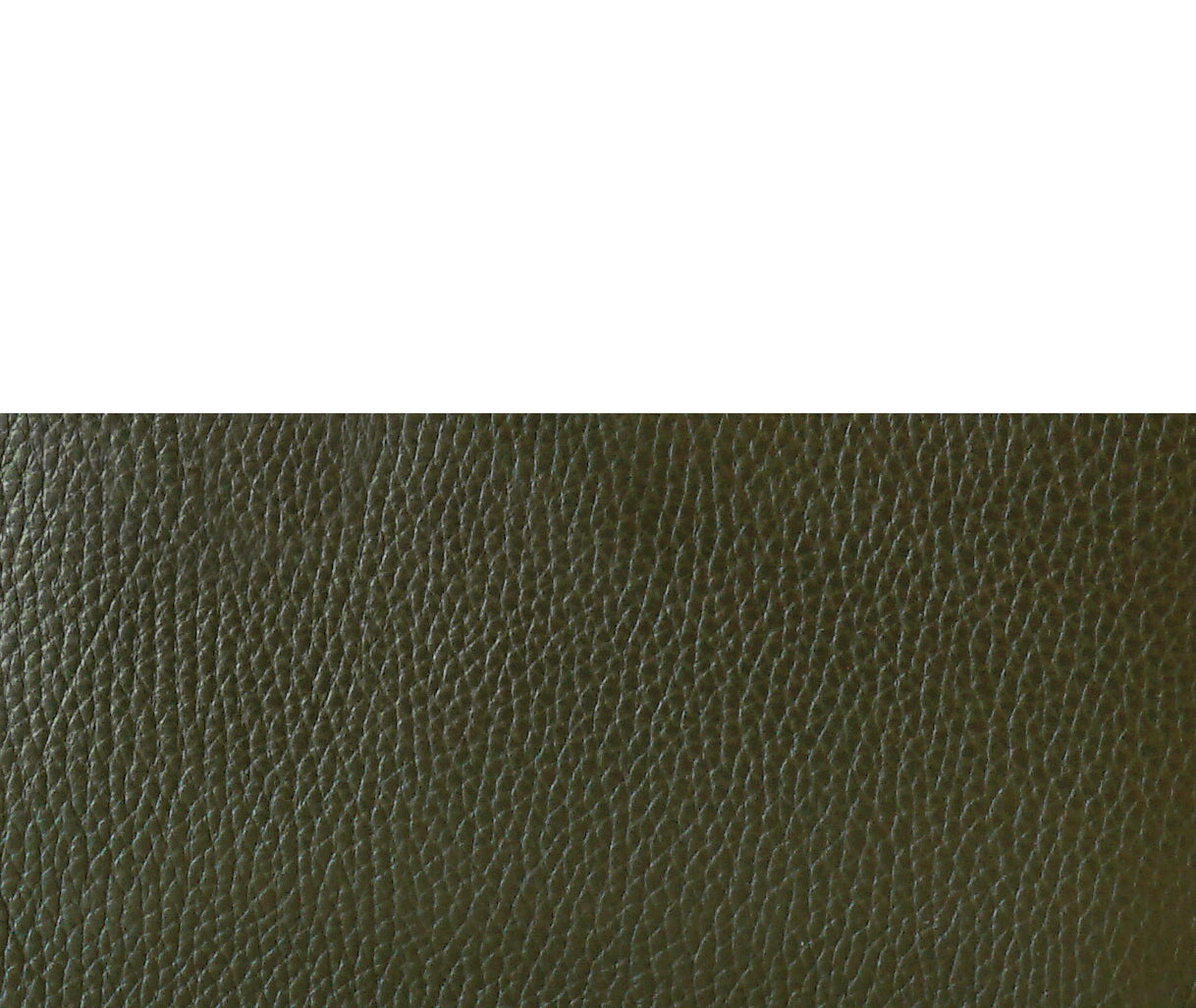 Detail of K Clutch in Military – close-up of premium green leather and subtle tonal stitching